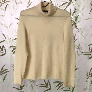 Charter Club Cashmere Cream Cowl Neck Sweater with Ribbed Texture.  Medium